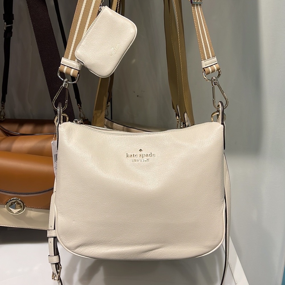 New Kate Spade Rosie Large Crossbody Pebbled Leather Parchment - Picture 16 of 16